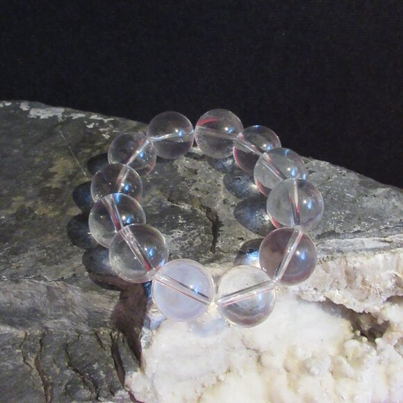 Clear Quartz Crystal Bracelet, Chunky, restrung, Vintage - Picture 4 of 10